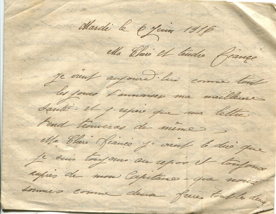 173 - Lettre d'Eugène Faurite adressée à Hortense Faurite datée du 6 juin 1916 - Page 1.jpg