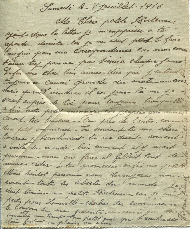 218 - Verso Carte Lettre d'Eugène Felenc à sa fiancée Hortense Faurite datée du 8 Juillet 1916.jpg