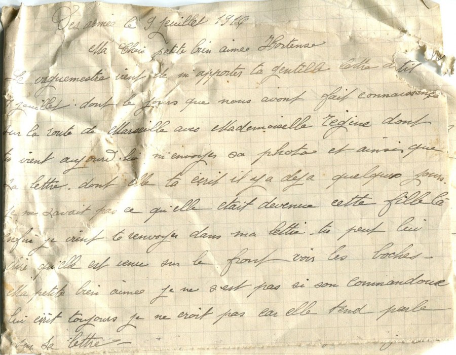 221 - Lettre d'Eugène Felenc à Hortense Faurite datée du 9 Juillet 1916 - Page 1.jpg
