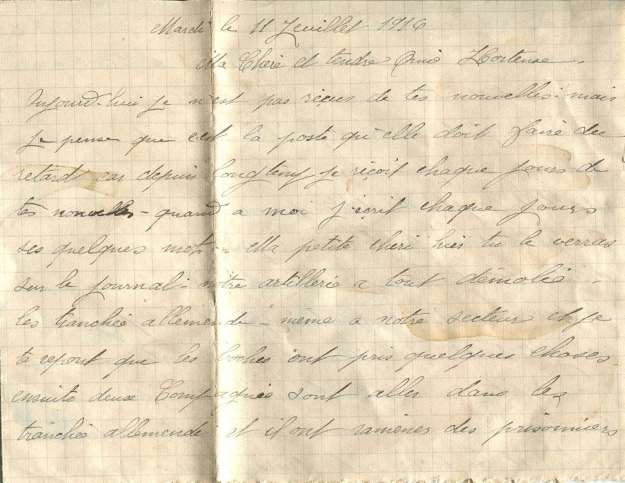 231 - Lettre d'Eugène Felenc à Hortense Faurite datée du 11 Juillet 1916 - Page 1.jpg