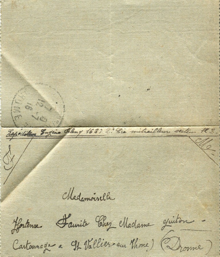 234 - Recto Carte Lettre d'Eugène Felenc à sa fiancée Hortense Faurite datée du 12 Juillet 1916 (date du tampon) -.jpg