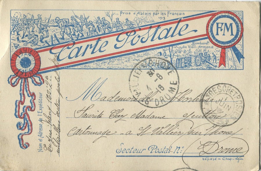 246 - Recto Carte-Lettre d'Eugène Felenc adressée à sa fiancée Hortense Faurite datée du 4 Aout 1916 (date du tampon).jpg