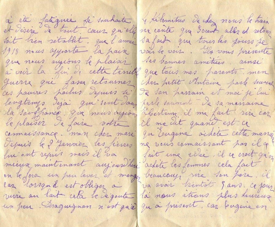 5 - Lettre de Justine Felenq adressÃ©e Ã  Hortense Fautire datÃ©e du 8 Janvier 1917 page 2 & 3.jpg