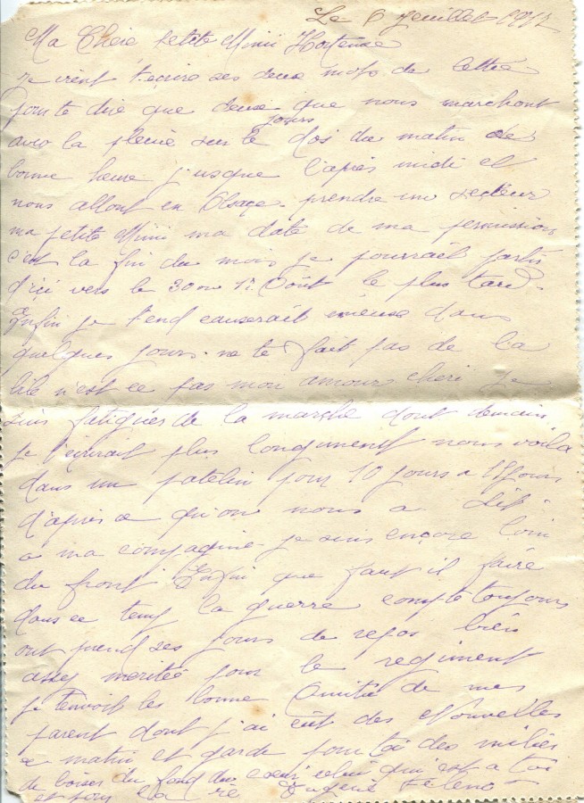 7 Juillet 1917 (date du tampon) - Verso Carte Lettre d'EugÃ¨ne Felenc Ã  sa fiancÃ©e Hortense Faurite.jpg