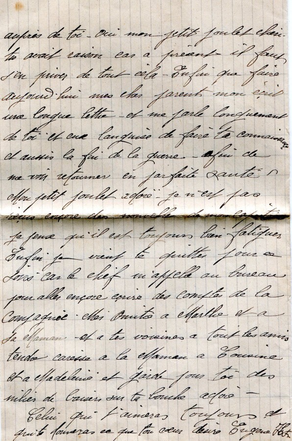 26 - Lettre de EugÃ¨ne Felenc adressÃ©e Ã  sa fiancÃ©e Hortense Faurite datÃ©e du 19 Janvier 1917 - Page 4.jpg