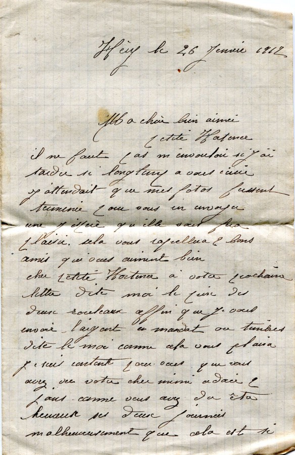 42 - Lettre d'un ami adressÃ©e Ã  Hortense Faurite datÃ©e du 26 Janvier 1917 - Page 1.jpg