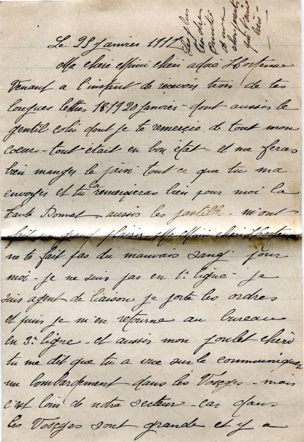56 - Lettre d'EugÃ¨ne Felenc adressÃ©e Ã  sa fiancÃ©e Hortense Faurite datÃ©e du 29 Janvier 1917 - Page 1.jpg