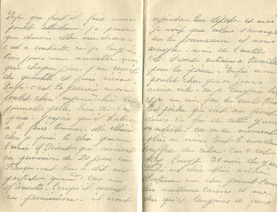 80 - 3 fÃ©vrier 1917-Lettre de EugÃ¨ne Felenc adressÃ©e Ã  Hortense Faurite-pages 2 & 3.jpg
