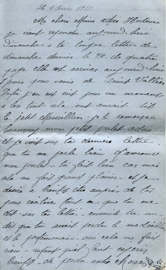 82 - 4 fÃ©vrier 1917-Lettre de EugÃ¨ne Felenc adressÃ©e Ã  Hortense Faurite-page 1.jpg