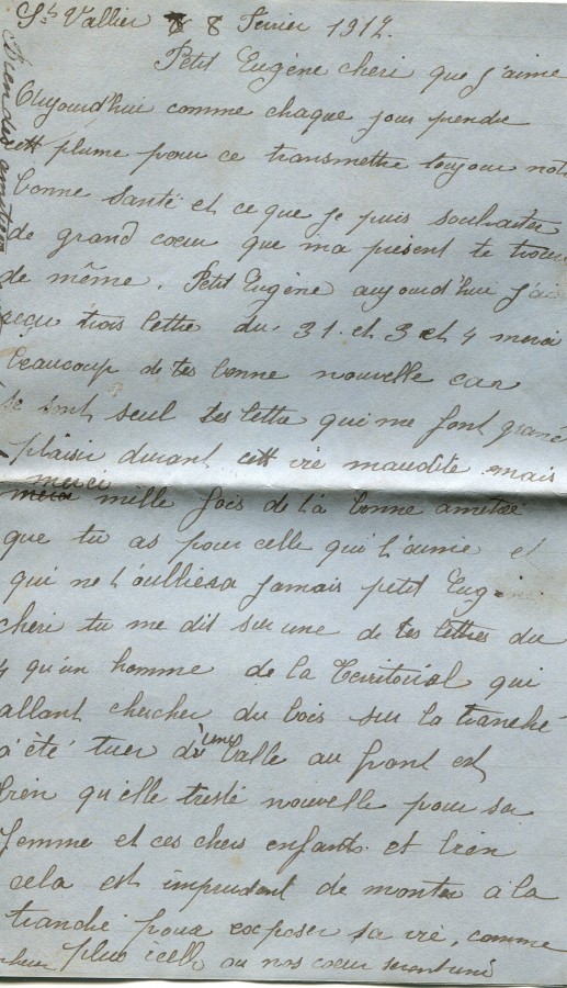 99 - 8 fÃ©vrier 1917-Lettre de Hortense Faurite adressÃ©e Ã  EugÃ¨ne Felenc-page 1.jpg