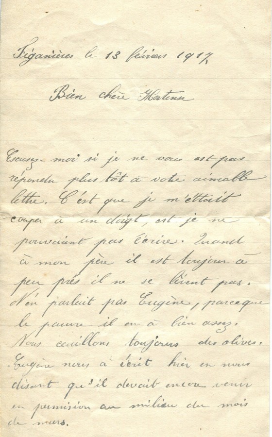 113 - 13 fÃ©vrier 1917-Lettre de Marie-Louise Felenc adressÃ©e Ã  Hortense Faurite-page 1.jpg