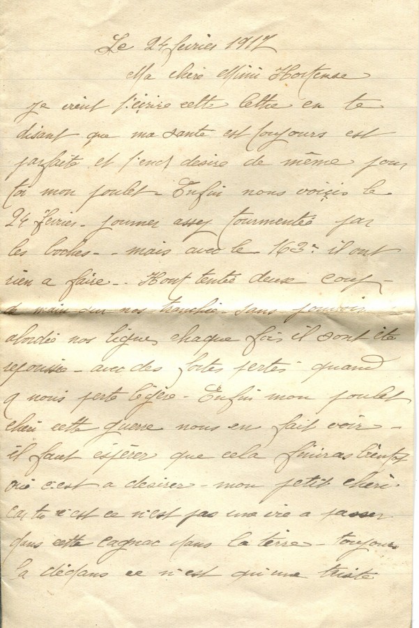 135 - 24 fÃ©vrier 1917- Lettre d'EugÃ¨ne Felenc adressÃ©e Ã  Hortense Faurite-page 1.jpg