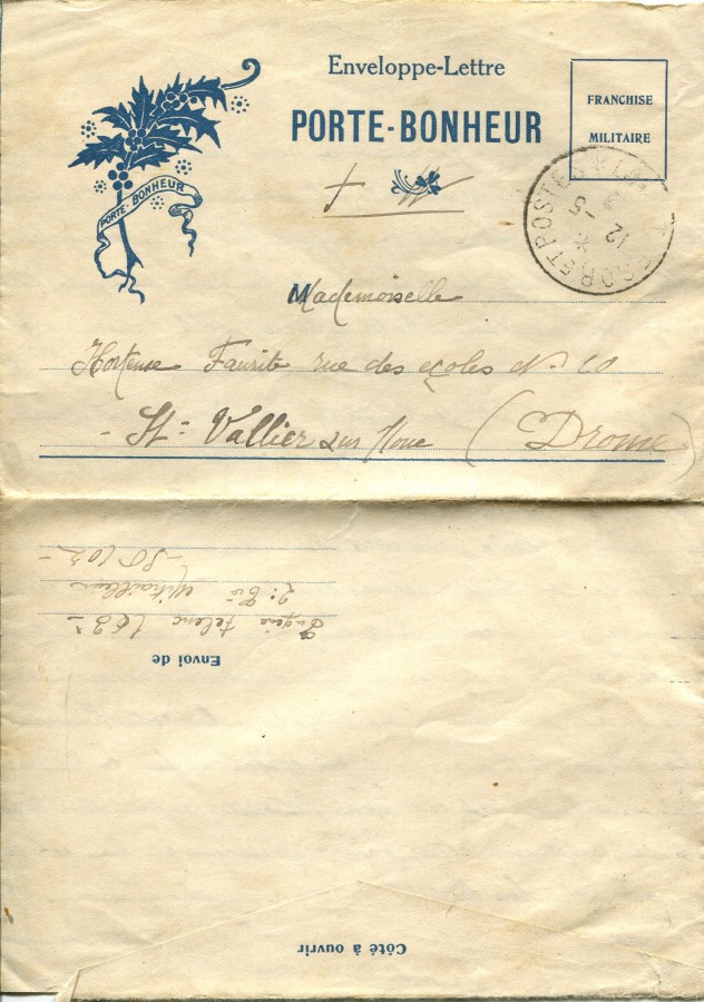 278 - 12 Mai 1917 (date du cachet) - Enveloppe-lettre d'EugÃ¨ne Felenc adressÃ©e Ã  sa fiancÃ©e Hortense Faurite  - Page 1.jpg