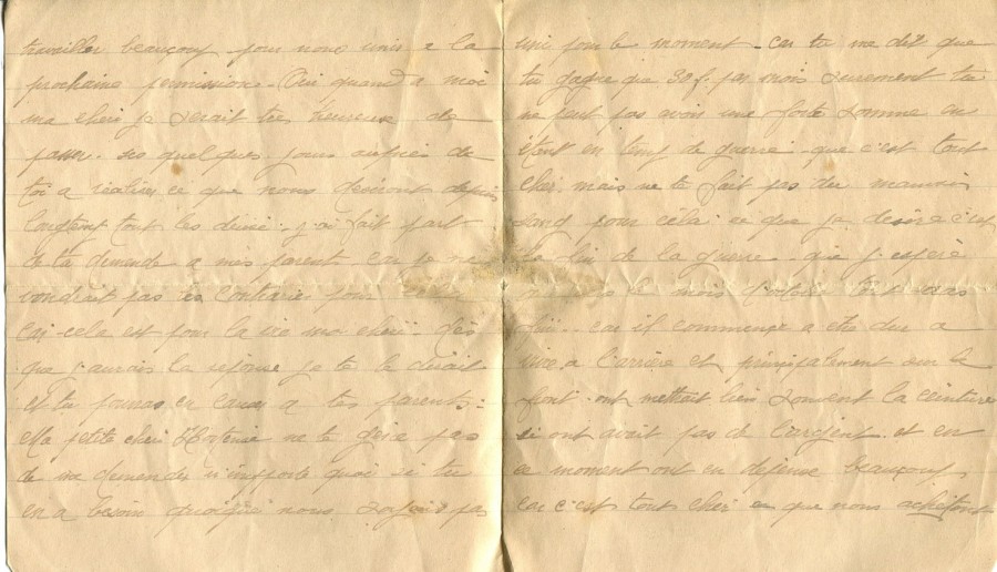 297 - 19 Mai 1917 (bis)  - Lettre d'EugÃ¨ne Felenc adressÃ©e Ã  sa fiancÃ©e Hortense Faurite - Page 2 & 3.jpg