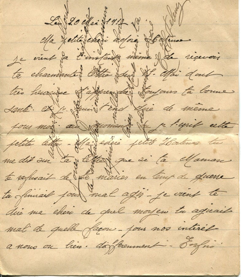 299 - 20 Mai 1917 - Lettre d'EugÃ¨ne Felenc adressÃ©e Ã  sa fiancÃ©e Hortense Faurite  - Page 1.jpg