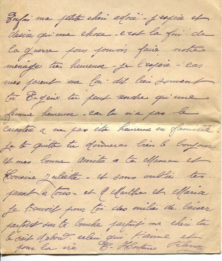 304 - 22 Mai 1917 - Lettre d'EugÃ¨ne Felenc adressÃ©e Ã  sa fiancÃ©e Hortense Faurite  - Page 4.jpg