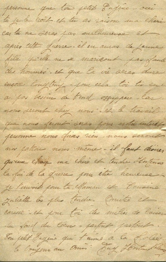328 - Lettre d'EugÃ¨ne Felenc adressÃ©e Ã  sa fiancÃ©e Hortense Faurite (non datÃ©e) - Page 3.jpg