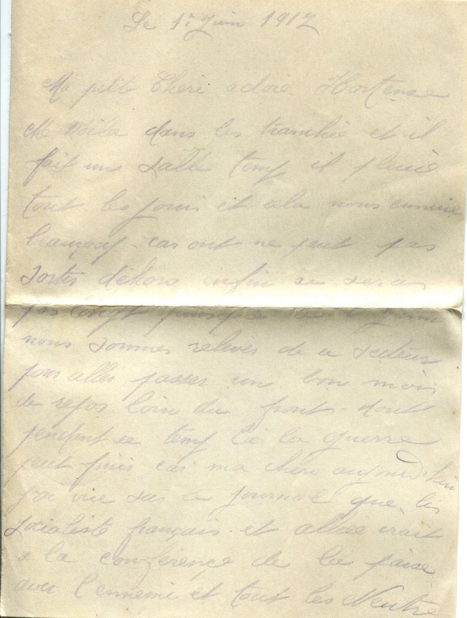 329 - 1er Juin 1917 - Lettre d'EugÃ¨ne Felenc adressÃ©e Ã  sa fiancÃ©e Hortense Fautire  - Page 1.jpg