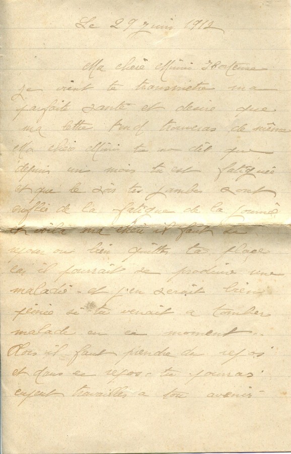 372 - 29 Juin 1917 - Lettre d'EugÃ¨ne Felenc adressÃ©e Ã  sa fiancÃ©e Hortense Faurite - page 1.jpg