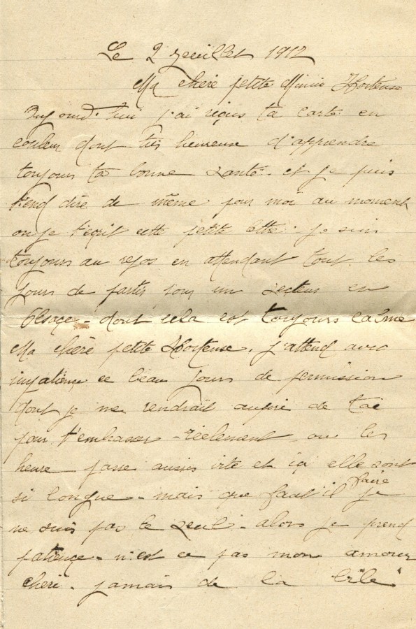 320 - Lettre d'EugÃ¨ne Felenc adressÃ©e Ã  sa fiancÃ©e Hortense Fautire datÃ©e du 2 Juillet 1917 - Page 1.jpg