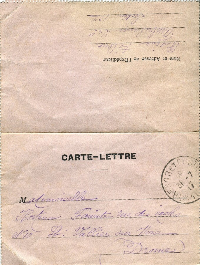 355 - Recto d'une carte-lettre de EugÃ¨ne Felenq adressÃ©e Ã  sa fiancÃ©e Hortense Fautire datÃ©e du 31 Juillet 1917.jpg