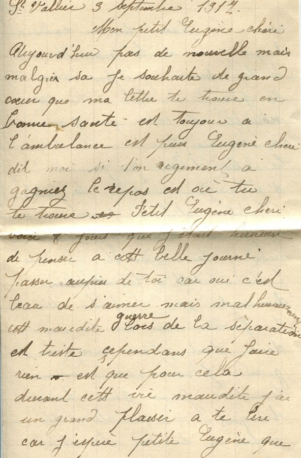 397 - 3 Septembre 1917 - Lettre d'Hortense Faurite Ã  son fiancÃ©e EugÃ¨ne Felenc - Page 1.jpg