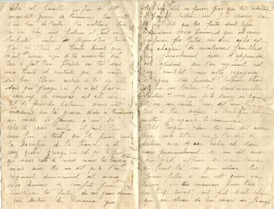 416 - 13 Septembre 1917 - Lettre d'Hortense Faurite adressÃ©e Ã  son fiancÃ©e EugÃ¨ne Felenc - Page 2 & 3.jpg