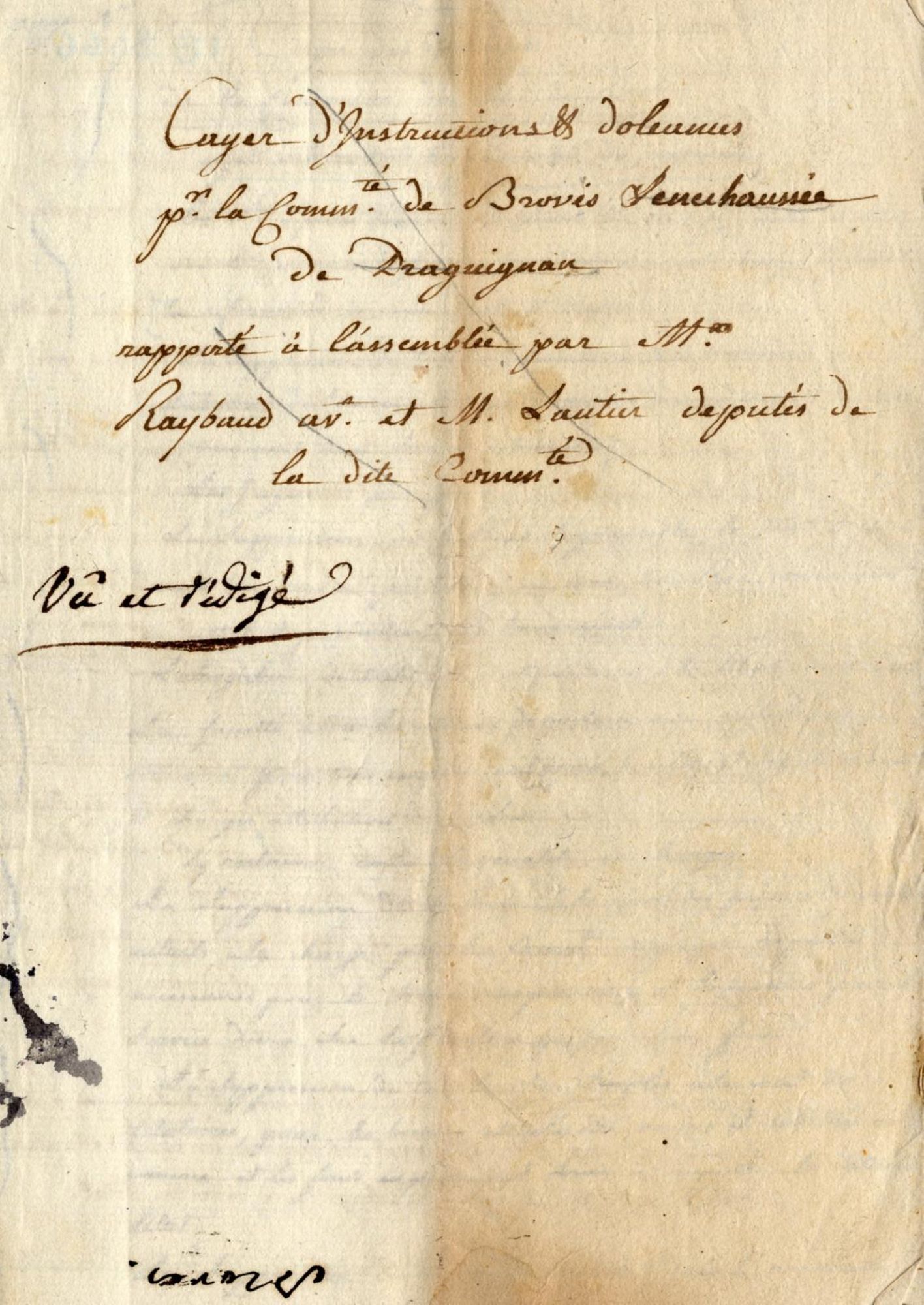 Cahier de doléances de la communauté de Brovès