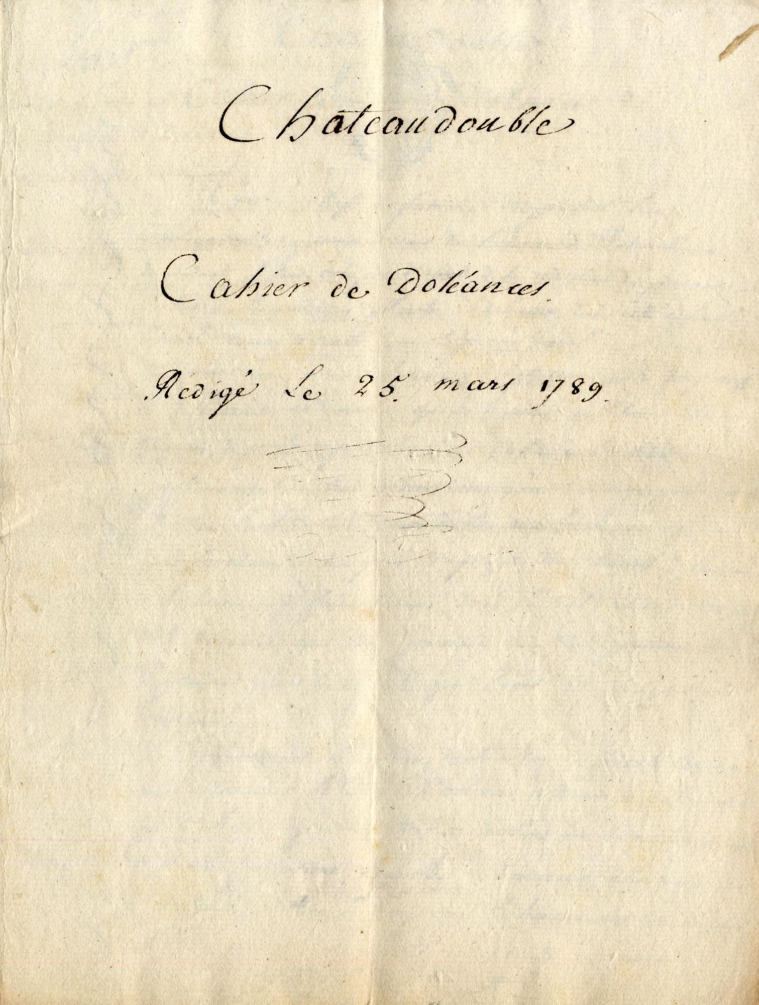 Cahier de doléances de la communauté de Châteaudouble