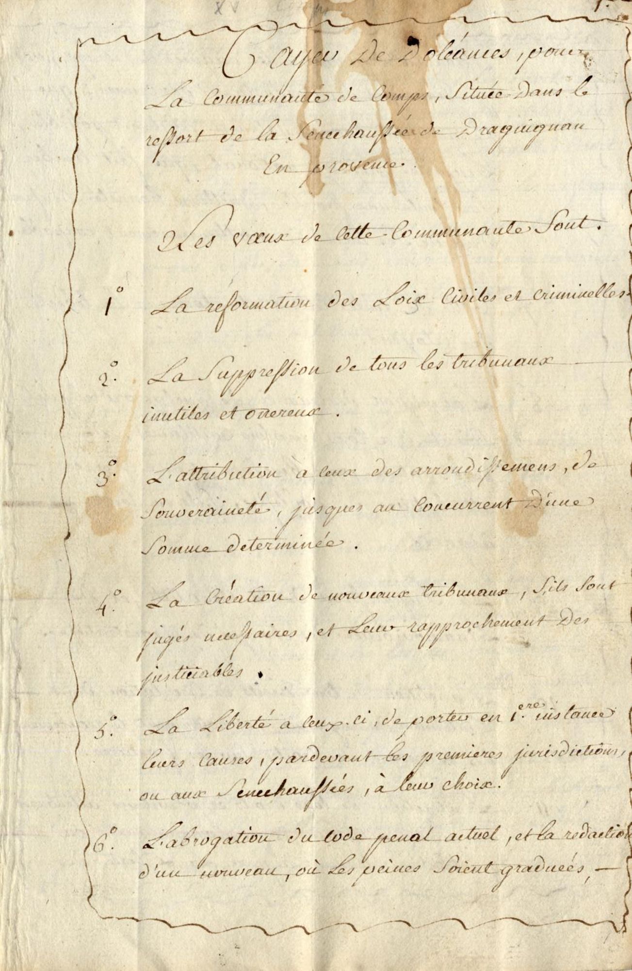 Cahier de doléances de la communauté de Comps