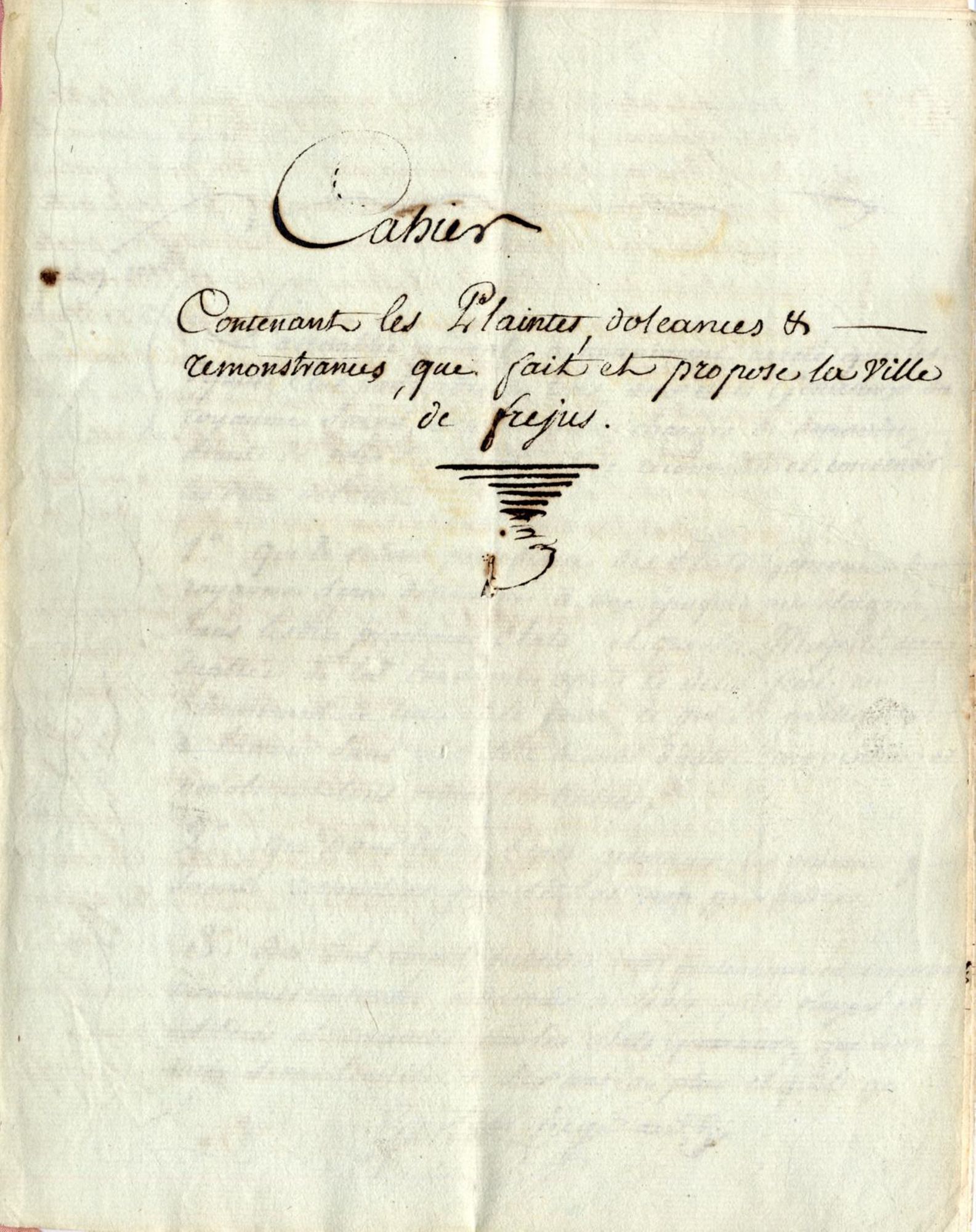 Cahier de doléances de la communauté de Fréjus