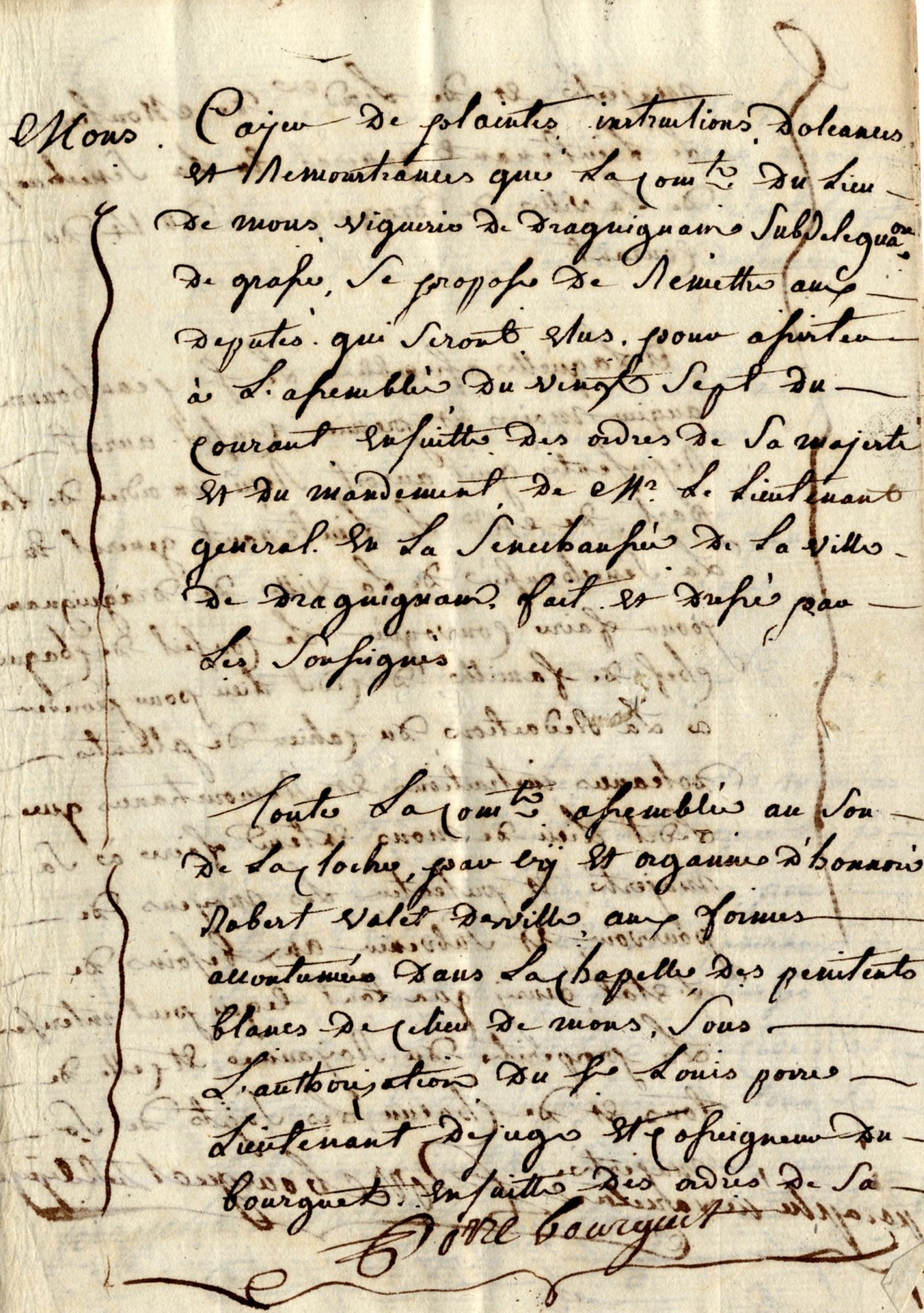 Cahier de doléances de la communauté d'habitants de Mons