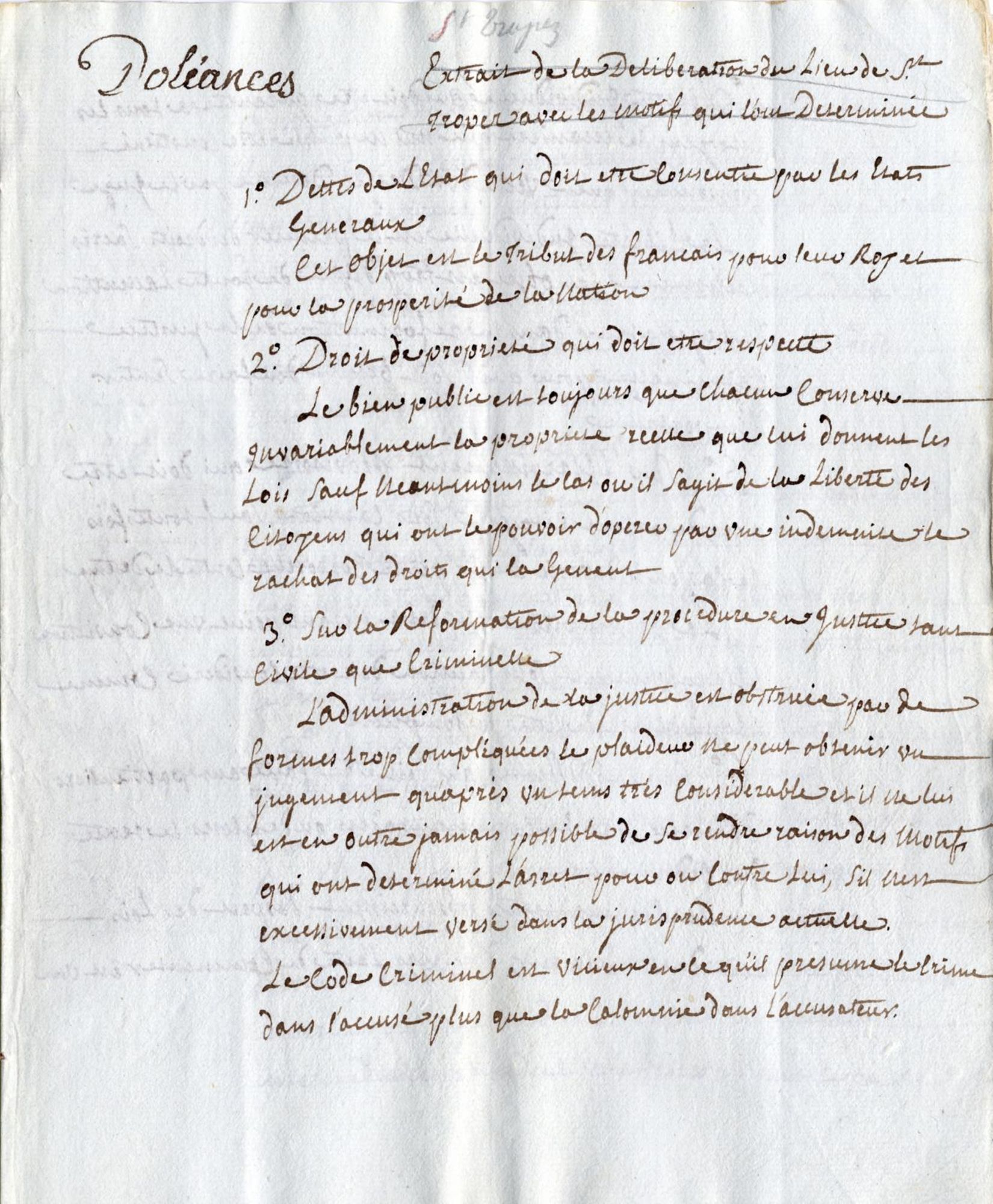 Cahier de doléances de la communauté de Saint-Tropez