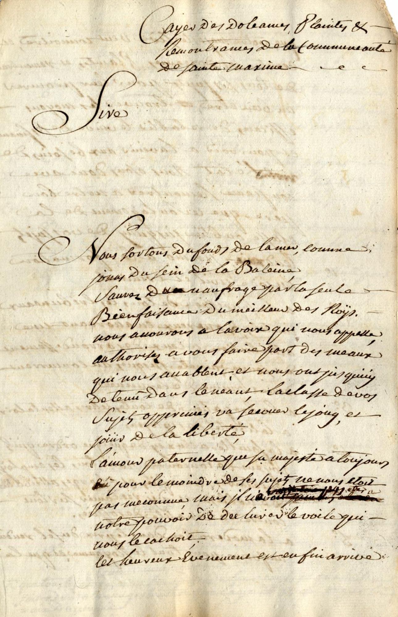 Cahier de doléances de la communauté de Sainte-Maxime