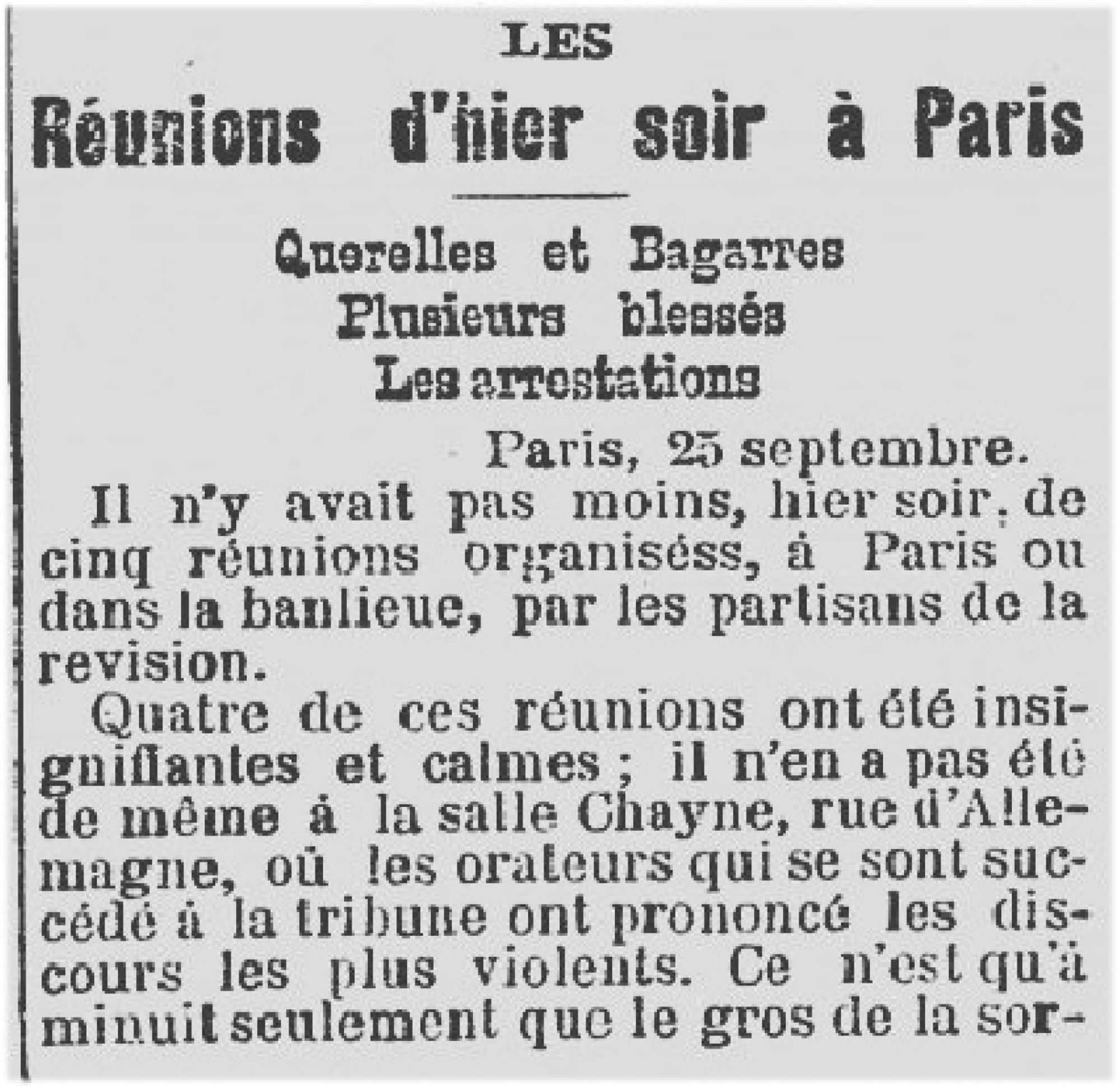 Article du Petit Var relatant sur l'affaire Dreyfus (1898)
